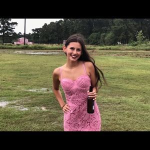 BEBE Bustier Midi Lace Dress